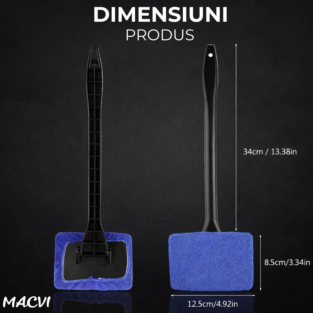 Instrument curatare geamuri auto MACVI, maner ergonomic, laveta microfibra reutilizabila, plastic PP, 34cm