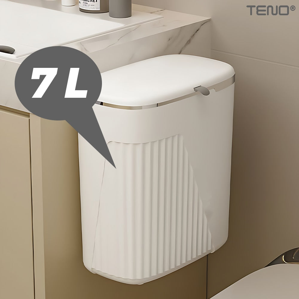 Cos de gunoi, Teno, alb, 7 L, design modern, doua moduri de deschidere, alb