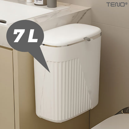 Cos de gunoi, Teno, alb, 7 L, design modern, doua moduri de deschidere, alb