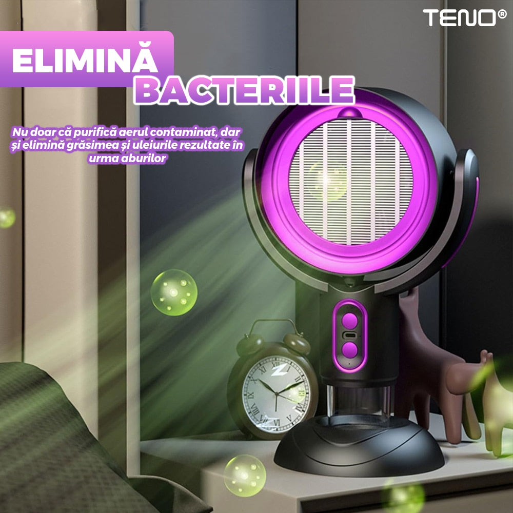 Ventilator de Masa Teno®, purificator de aer, hota de ulei si abur, compartiment pentru ulei, inclinabil, structura stabila, rezistenta ridicata, mov