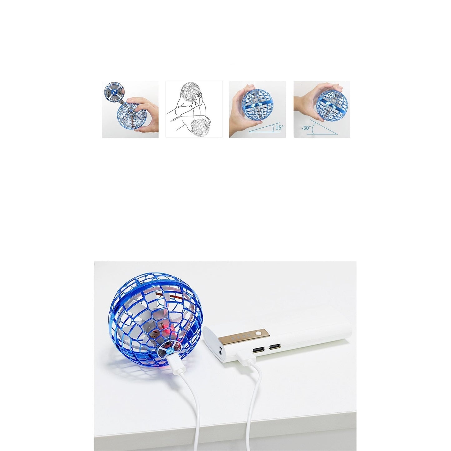 Minge Zburatoare Inteligenta Macvi® cu LED si Efect Boomerang Giroscopic USB