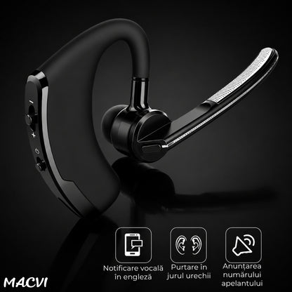 Casti Bluetooth tip banda Macvi®, Bluetooth 5.0, reducere zgomot, microfon, autonomie 140H, wireless, negre