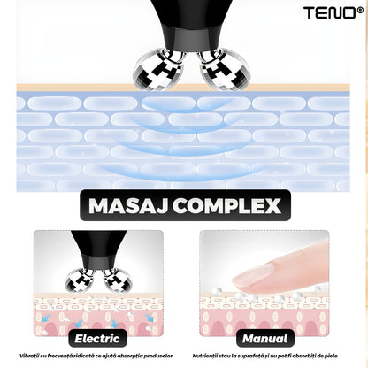 Aparat pentru Tratament Facial cu Microcurenti Teno®, lifting facial 3D, microcurenti EMS, antirid, remodelare, fermizare, suport inclus, cablu de alimentare, negru