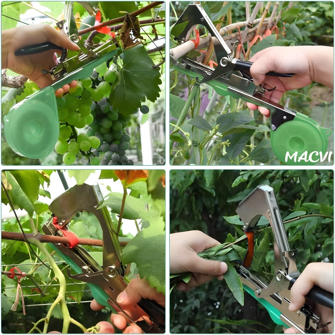 Aparat pentru legarea plantelor Macvi® cu 200 capse si rola de legat, Ideal pentru vie, pomi, legume si flori