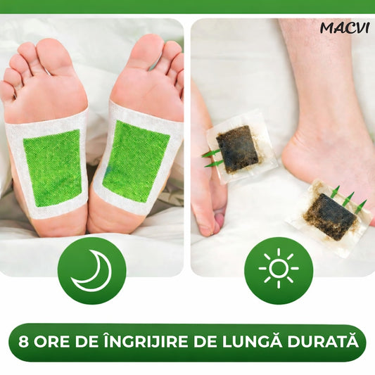 Set 10 Plasturi Plasturi Detox KINOKI Macvi® pentru Picioare cu ceai verde, Detoxifiere Naturala, Eliminare Toxine, Reducere Miros Neplacut, Imbunatatire Somn, Relaxare si Revitalizare