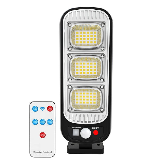 Lampa Solara Stradala 72 LED-uri Teno®, control prin telecomanda, senzor de miscare, 3 moduri de iluminare, protectie IP65, Waterproof, exterior, negru