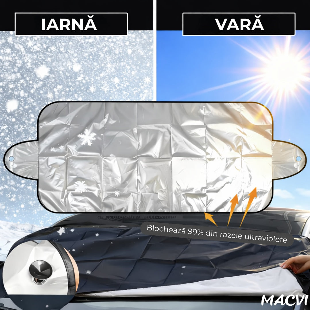 Parasolar Auto Macvi® pentru Parbriz, 70 x150 cm, Protectie UV, cu 2 fete