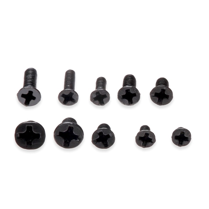 Suruburi Negre M2 M3 Macvi®, Set 500 Bucati, 10 Dimensiuni, Cu Surubelnita, Metal Rezistent, Organizare DIY