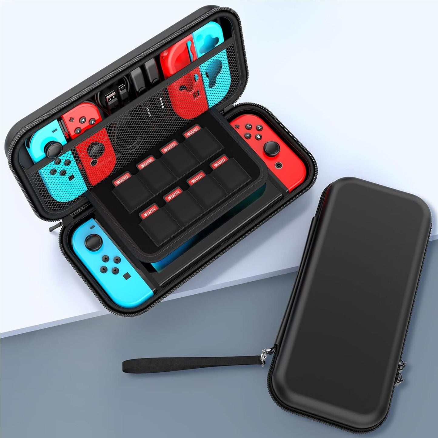 Husa de transport Macvi® pentru consola Nintendo Switch / Switch OLED, protectie completa, design compact, negru
