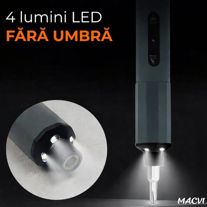 Set Surubelnita Electrica de Precizie Macvi® 49 in 1, Reincarcabila, Fara Fir, pentru Reparatii Mobile, Baterie Li-ion 400mAh