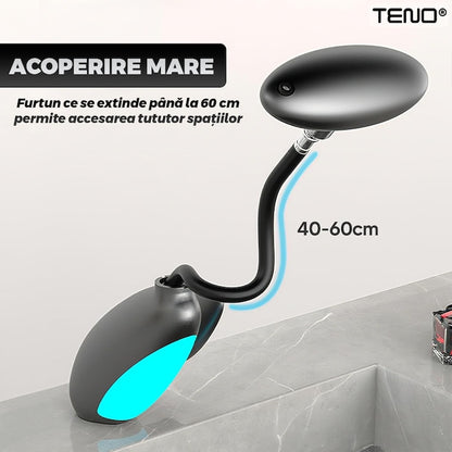 Baterie Chiuveta Baie Premium Teno®, 4 tipuri de jet, iluminare LED, cartus ceramic, cap retractabil, rezistenta la rugina si coroziune, accesorii incluse, negru
