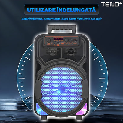Boxa Portabila Teno JBR008, microfon inclus, lumini LED, negru, 1200W
