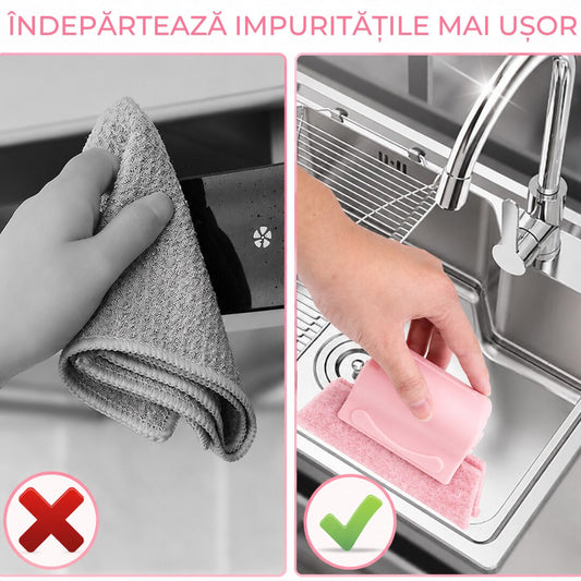 Stergator Geamuri 2 in 1 Macvi® Profesional pentru Geamuri Oglinzi Spatii Inguste Design Durabil Roz
