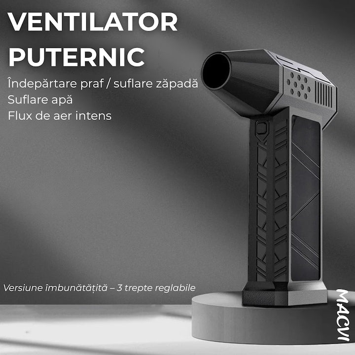 Suflanta aer fara fir Macvi® motor puternic 130000RPM baterie reincarcabila flux de aer reglabil negru