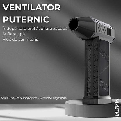 Suflanta aer fara fir Macvi® motor puternic 130000RPM baterie reincarcabila flux de aer reglabil negru