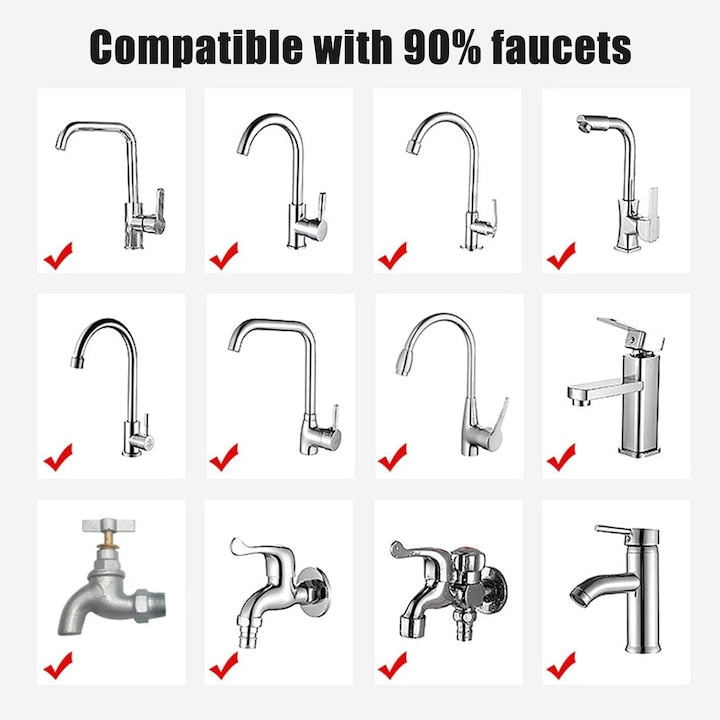 Prelungitor flexibil robinet Macvi® 360° 3 moduri jet economisire apa anti calcar alama inox 7.5 cm argintiu