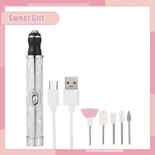 Set profesional electric pentru ingrijirea unghiilor Macvi® reincarcabil USB 20000 RPM, Baterie 500 mAhcu freze pentru manichiura si pedichiura