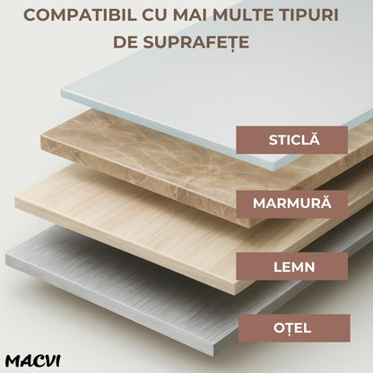 Suport pentru Perete Macvi®,  6 Carlige  Adeziv Transparent, Plastic