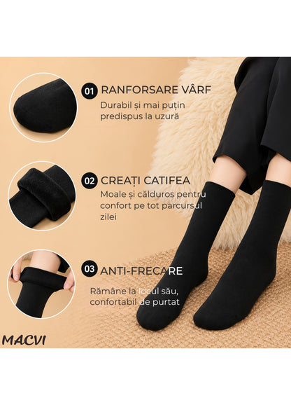 Set sosete termice Macvi, unisex, 2 perechi, negre, 80% poliester, 20% elastan, marime universala