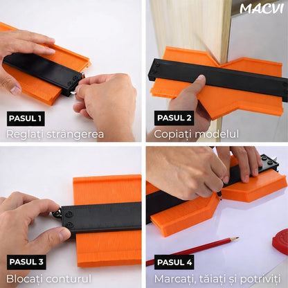 Instrument de Masurare Colturi Macvi®, 12cm, Plastic, Negru/Portocaliu, pentru Renovari si Bricolaj
