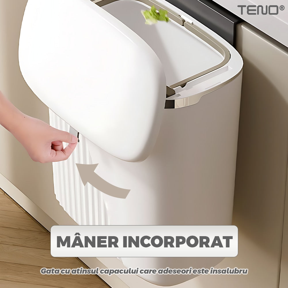 Cos de gunoi suspendat Teno, aplicabil pe perete sau pe mobila, design modern, 9 L, alb