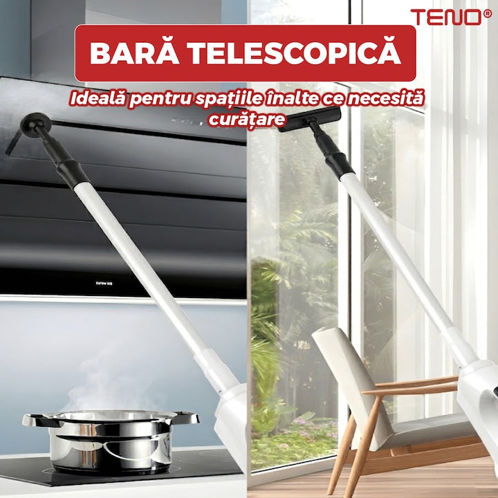 Aparat de Curat cu Abur Teno®, incalzire imediata, capacitate mare, presiune ridicata, temperatura 100-140°, accesorii incluse, alb/rosu