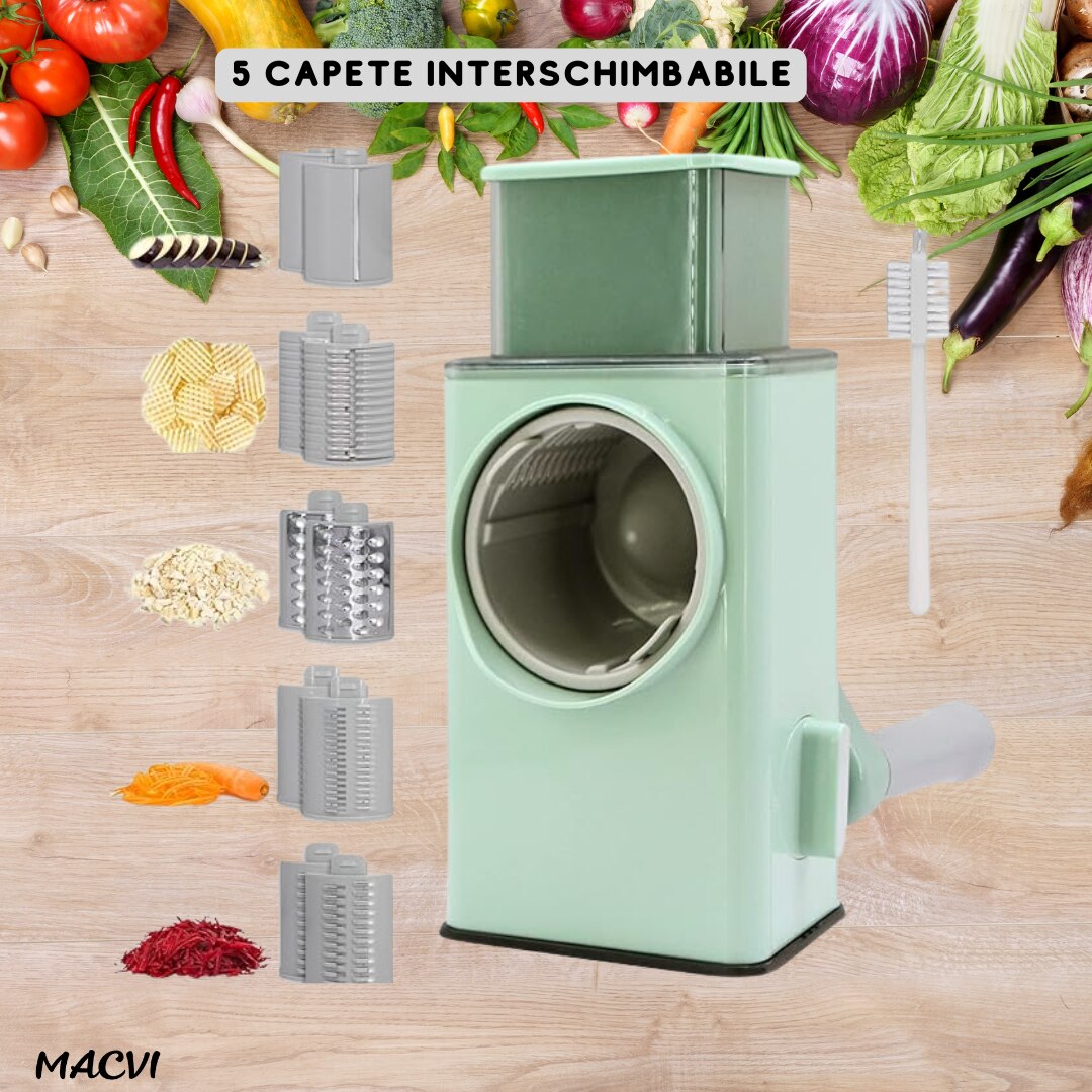 Razatoare Multifunctionala Macvi®, Plastic/Otel Inoxidabil, 28.5 x 13.5 x 9.2 cm, Verde Deschis