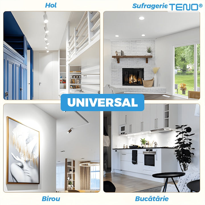 Bec LED GU10 Teno®, durata de viata de 20.000 de ore, temperatura culoare 6400K, 5W, 450 lm, tensiune alimentare 220-240V, alb rece