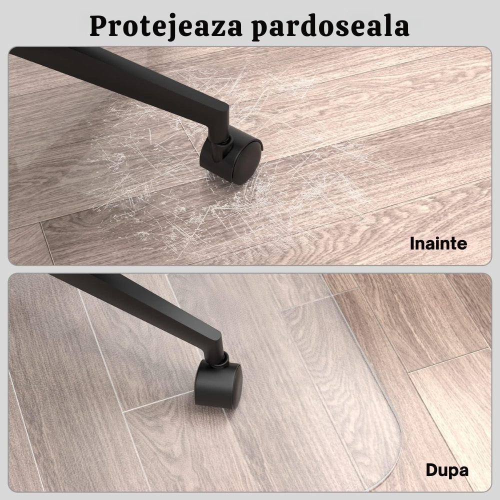 Covoras Protectie Pardoseala Macvi® 90x120 cm Transparent Antialunecare pentru Birou