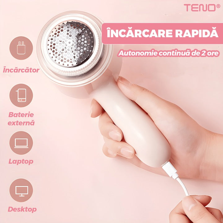 Aparat de curatat scame Teno, putere ridicata, roz, maner ergonomic