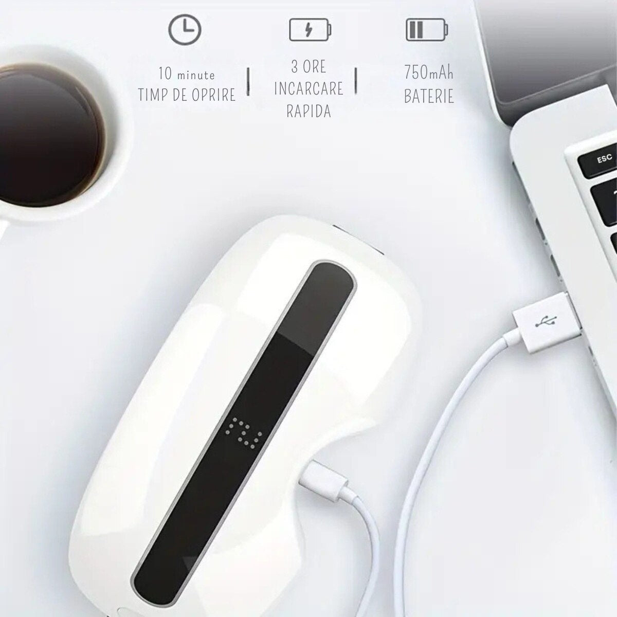 Aparat de masaj pentru ochi Macvi® cu 4 moduri de relaxare 16 puncte de masaj Bluetooth compresie termica presopunctura perne de aer vibratii alb