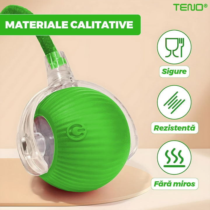 Jucarie Interactiva Smart pentru Pisici Teno®, de interior, cu lumini LED, stimuleaza animalele, acumulator USB-C, functie inteligenta, verde