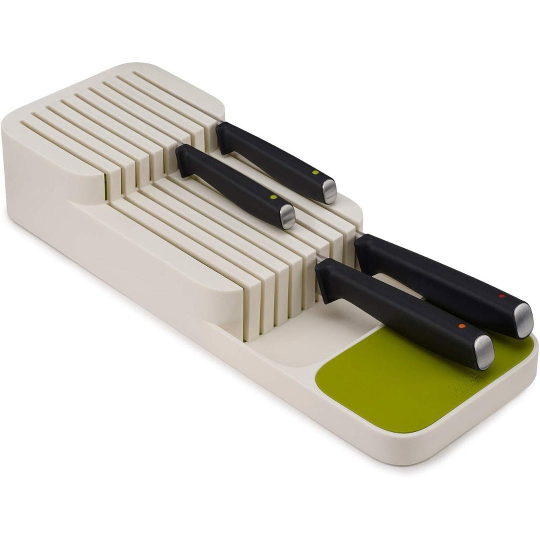 Suport sertar pentru cutite Macvi® organizator compact depozitare sigura material durabil design ergonomic stabilitate sporita economie de spatiu, alb