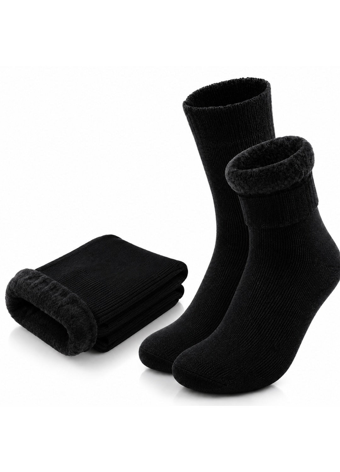 Set sosete termice Macvi, unisex, 2 perechi, negre, 80% poliester, 20% elastan, marime universala