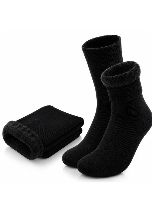 Set sosete termice Macvi, unisex, 2 perechi, negre, 80% poliester, 20% elastan, marime universala