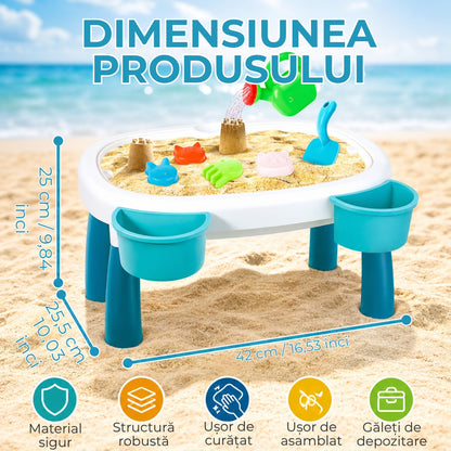 Masuta Joaca Nisip si Apa Macvi® pentru Copii cu Accesorii Masa Activitati Exterior Educativa Senzoriala