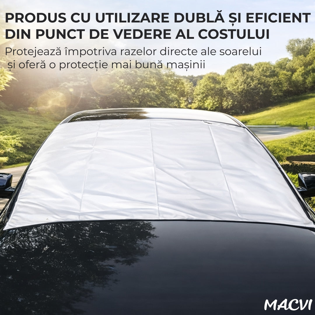 Parasolar Auto Macvi® pentru Parbriz, 70 x150 cm, Protectie UV, cu 2 fete