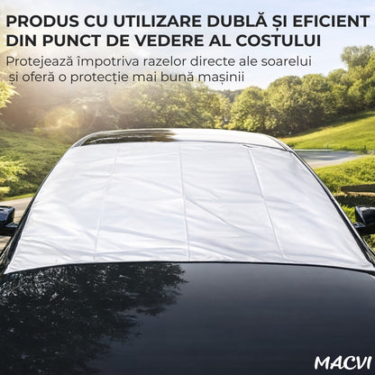 Parasolar Auto Macvi® pentru Parbriz, 70 x150 cm, Protectie UV, cu 2 fete