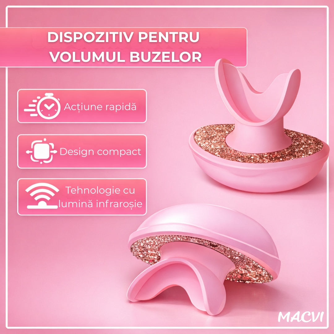 Dispozitiv volum buze MACVI, LED rosu 24 lumini, compact 8.5 cm, incarcare Type C