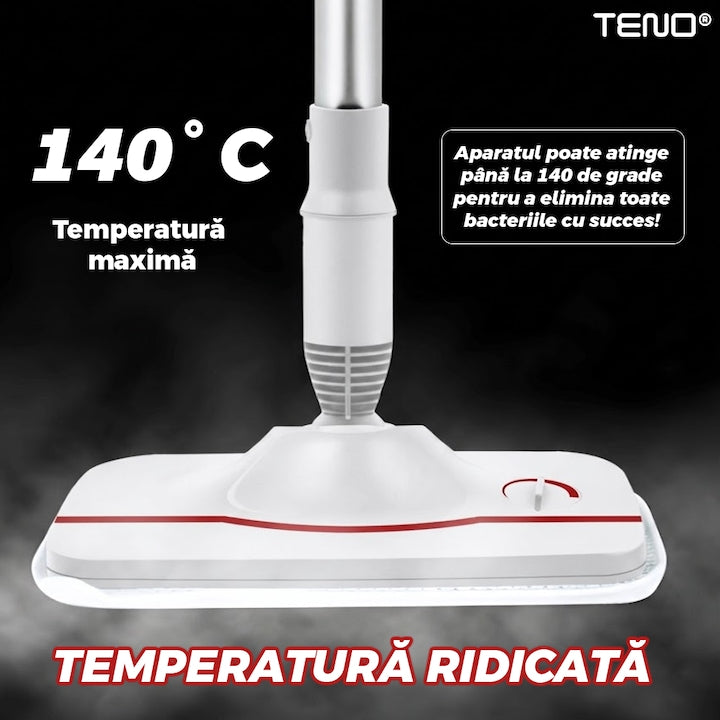 Aparat de Curat cu Abur Teno®, incalzire imediata, capacitate mare, presiune ridicata, temperatura 100-140°, accesorii incluse, alb/rosu