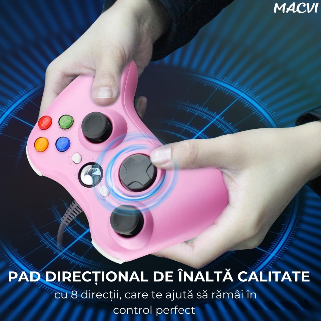 Controller Dual Shock Macvi® pentru PC si Xbox 360 cu stick-uri analog vibratii realiste dualpad 8 directii conectare USB cablu 2, 5 m