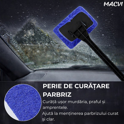 Instrument curatare geamuri auto MACVI, maner ergonomic, laveta microfibra reutilizabila, plastic PP, 34cm