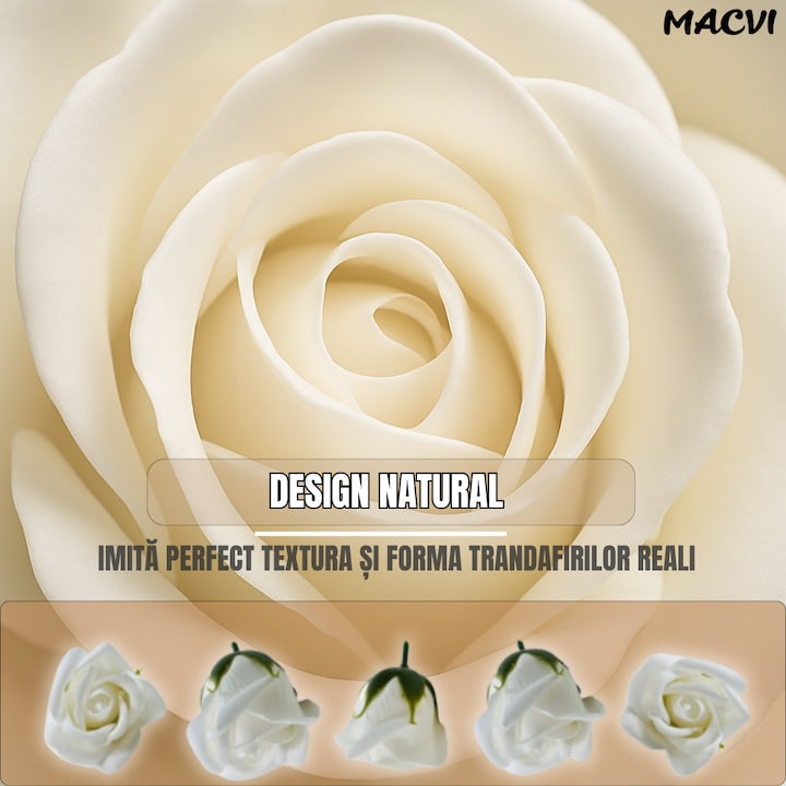 Set 50 trandafiri din sapun, 5x5 cm, calitate premium, decor si cadou elegant, Alb