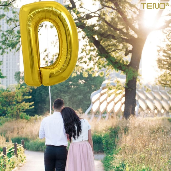 Balon in Forma de Litera D Teno®, metalizat, pentru Petreceri/Aniversari/Evenimente, rezistent, folie, gold, 40 cm