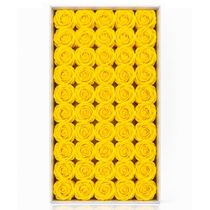 Set 50 trandafiri din sapun, 5x5 cm, calitate premium, decor si cadou elegant, Galben deschis