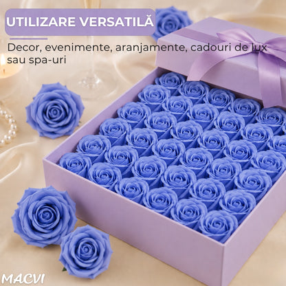 Set 50 trandafiri din sapun, 5x5 cm, calitate premium, decor si cadou elegant, Purple