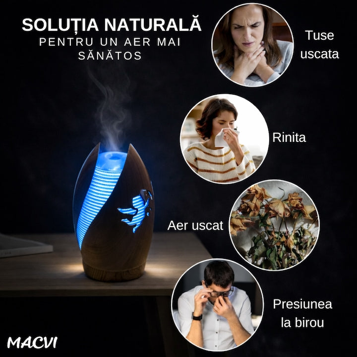 Aromatizator Difuzor Uleiuri Esentiale Cupidon 100 ml Macvi® pentru Aromaterapie, Bej