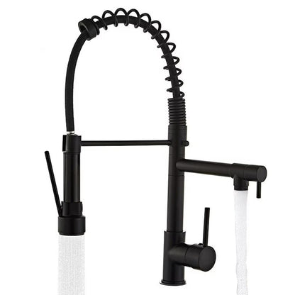 Baterie Bucatarie Macvi® Monocomanda 360° cu 2 Pipe Flexibile Otel Inoxidabil Negru