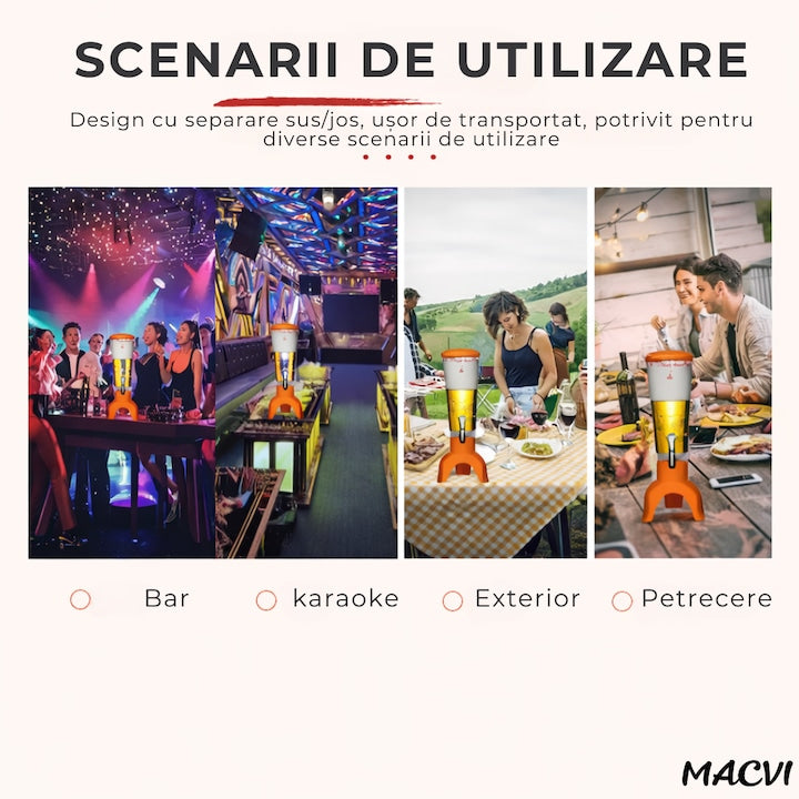 Decantor Macvi® sticla 3 litri cu LED decorativ si boxa Bluetooth integrata decantor modern pentru petreceri seri relaxante si cadou