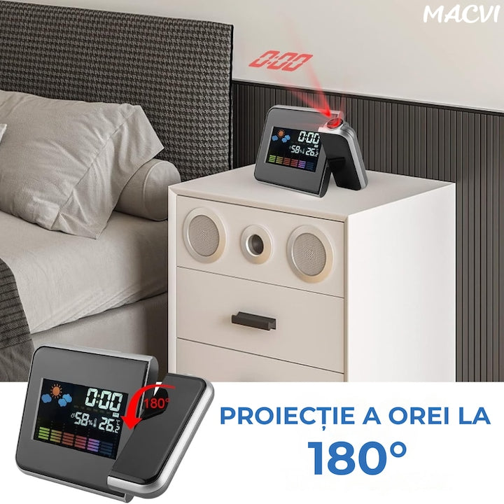 Ceas cu Calendar Macvi®, Alarma si Proiector Tip LED DS-8190